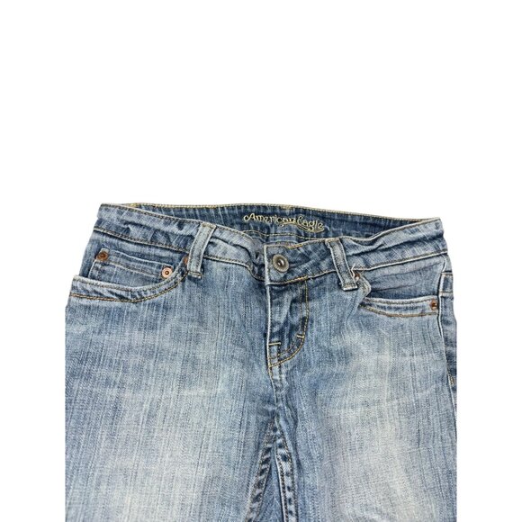 American Eagle Outfitters Straight 77 Zero Reg Low Rise Light Wash Jeans - Picture 3 of 6